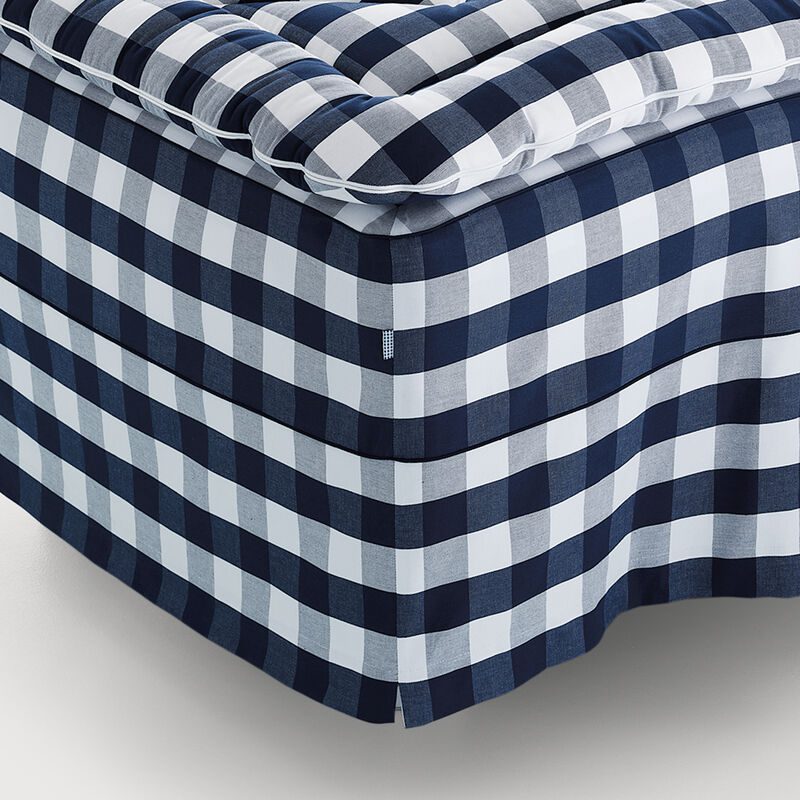 Blue Check Straight Bed skirt